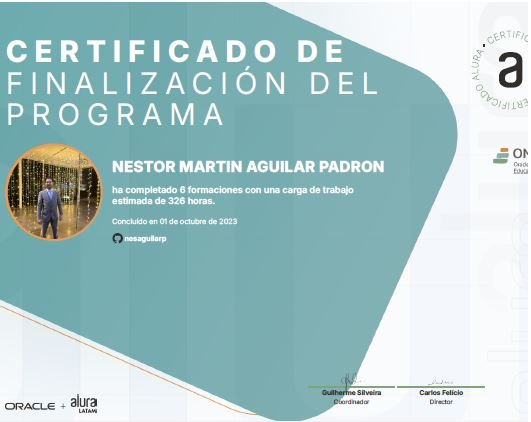 Certificado Oracle Next Education